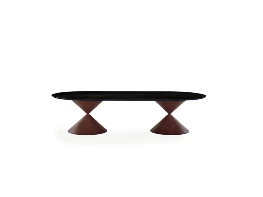 Tavolo Clessidra Double con top in legno e base in metallo di Midj