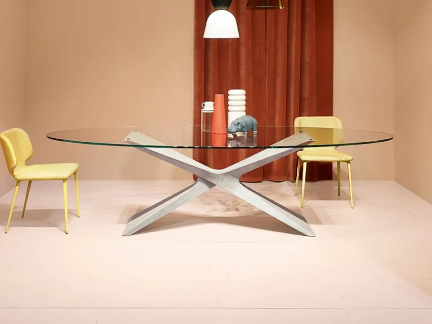 Tavolo Nexus con top in vetro di Midj