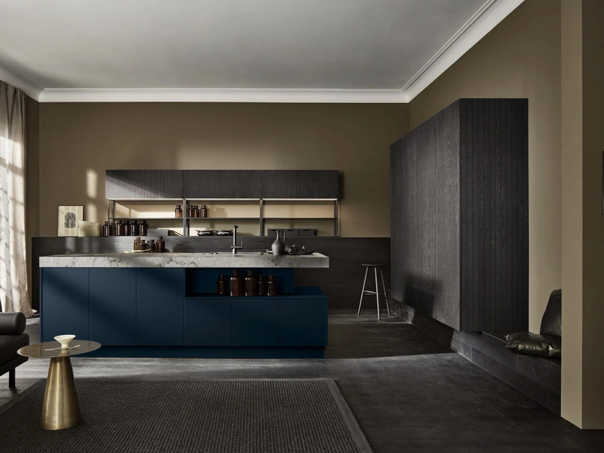 Cucina Design con penisola Neo Soft Lack 09 in laccato e legno di Nolte