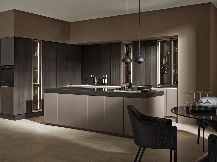 Cucina Design con isola NeoLodge 01 in laccato e legno di Nolte