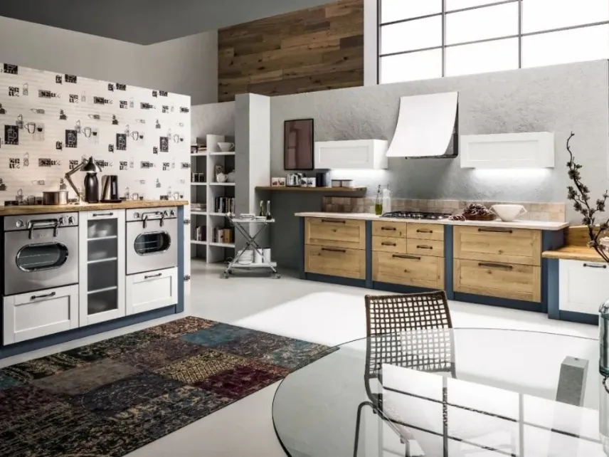 Cucina ad angolo in Muratura Curry 08 in Rovere Naturale di Arrex