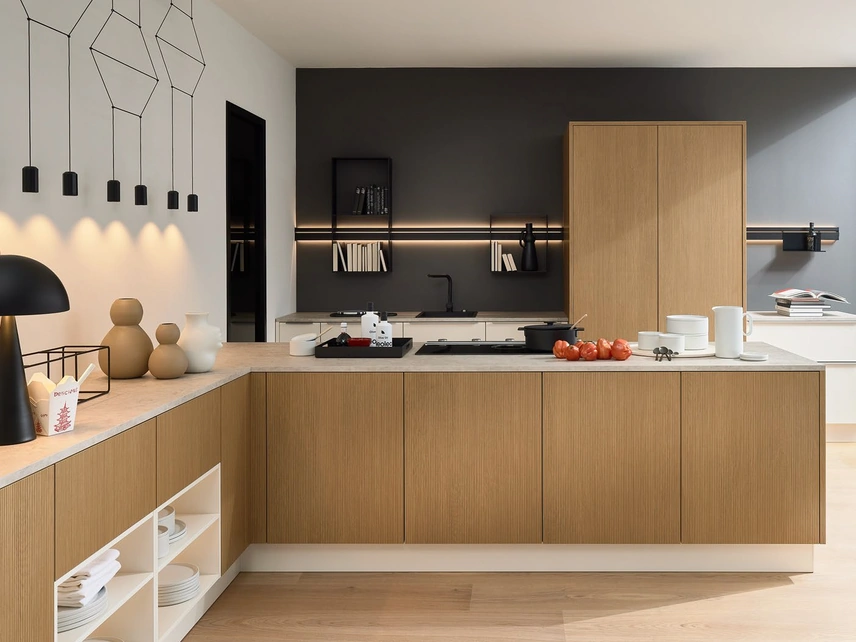 Cucina Moderna Artline Feel Stripe Wood Crema di Nolte