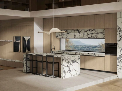 Cucina Moderna in rovere e gres con isola Daytona Elegant di Arrex