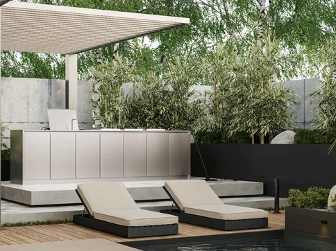 Cucina Moderna lineare Daytona Outdoor in acciaio inox di Arrex