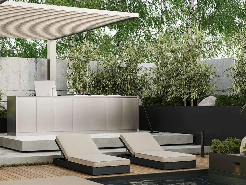 Cucina Moderna lineare Daytona Outdoor in acciaio inox di Arrex