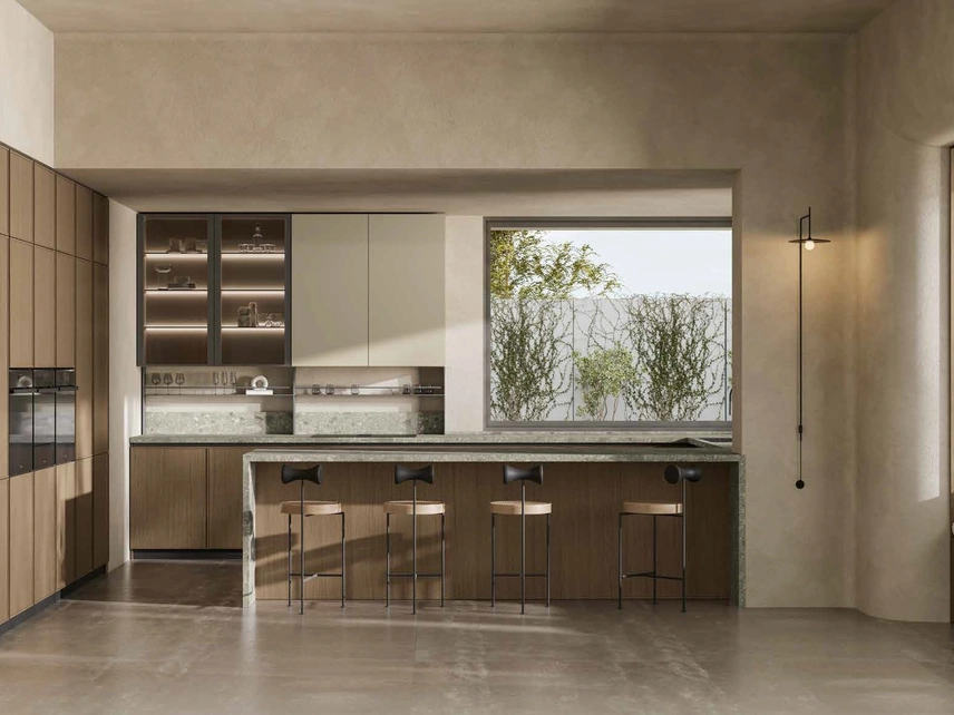 Cucina Moderna in rovere con penisola Daytona Sharing di Arrex