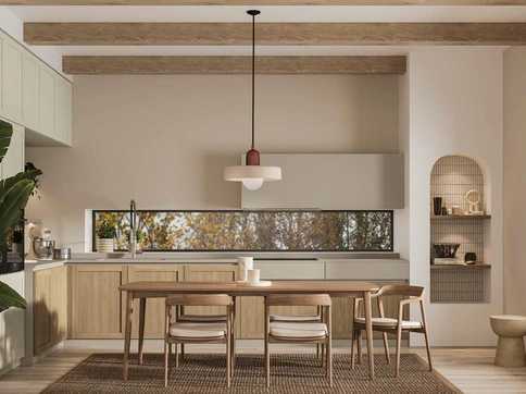 Cucina Moderna angolare Queen Scandinavian in legno e pet di Arrex