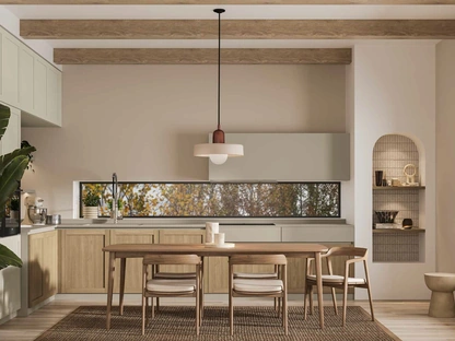 Cucina Moderna angolare Queen Scandinavian in legno e pet di Arrex